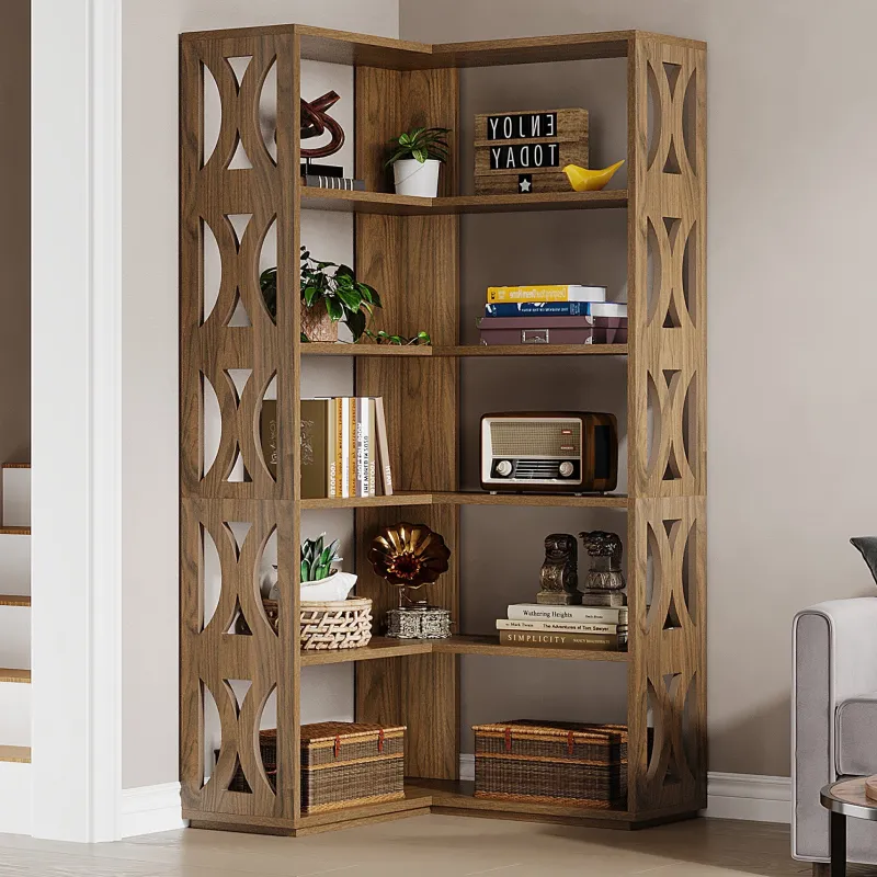Tribesigns Bookcases & Bookshelves|Bookcases & Bookshelves*66" Corner Bookshelf, 5 - Tier Bookcase Etagere Display Shelf