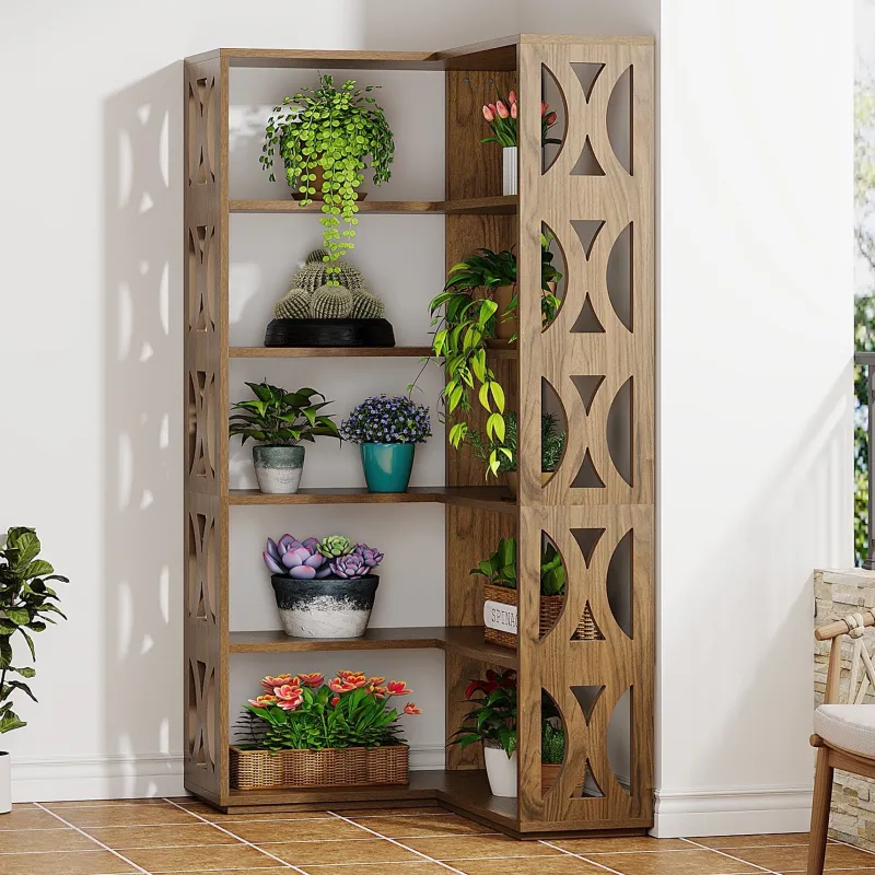 Tribesigns Bookcases & Bookshelves|Bookcases & Bookshelves*66" Corner Bookshelf, 5 - Tier Bookcase Etagere Display Shelf