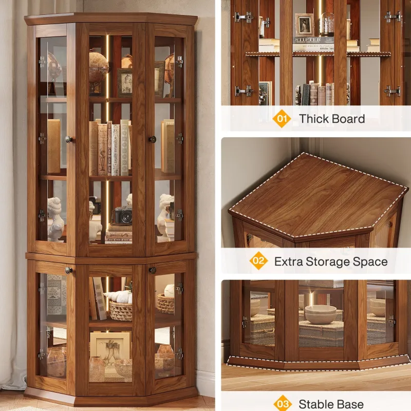 Tribesigns File Cabinets|File Cabinets*71" Corner Cabinet, Tall 5 - tier Storage Cabinet Display Cabinet