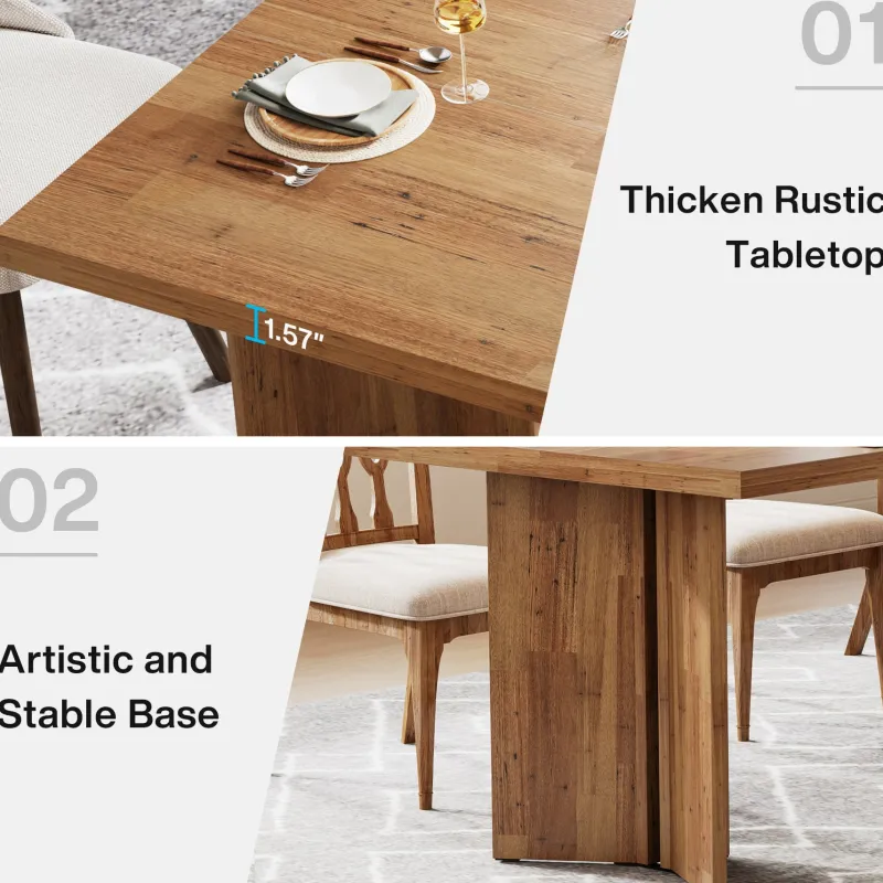 Tribesigns Dining Tables*63" Dining Table, Farmhouse Kitchen Table with Large Tabletop for 4-6