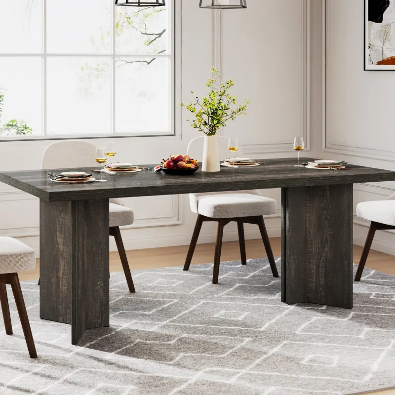 Tribesigns Dining Tables*63" Dining Table, Farmhouse Kitchen Table with Large Tabletop for 4-6