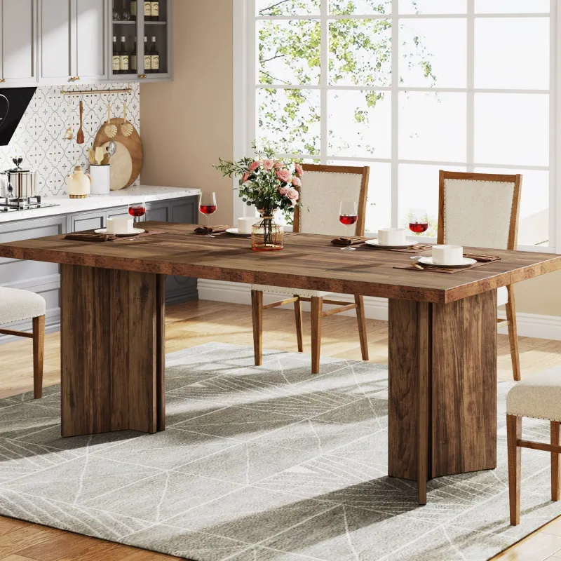Tribesigns Dining Tables*63" Dining Table, Farmhouse Kitchen Table with Large Tabletop for 4-6
