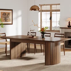 Tribesigns Dining Tables*78.7" Dining Table, Farmhouse Kitchen Table With Dual Base
