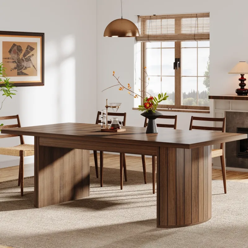Tribesigns Dining Tables*78.7" Dining Table, Farmhouse Kitchen Table With Dual Base