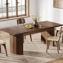 Tribesigns Dining Tables*78.7" Dining Table, Farmhouse Kitchen Table With Dual Base