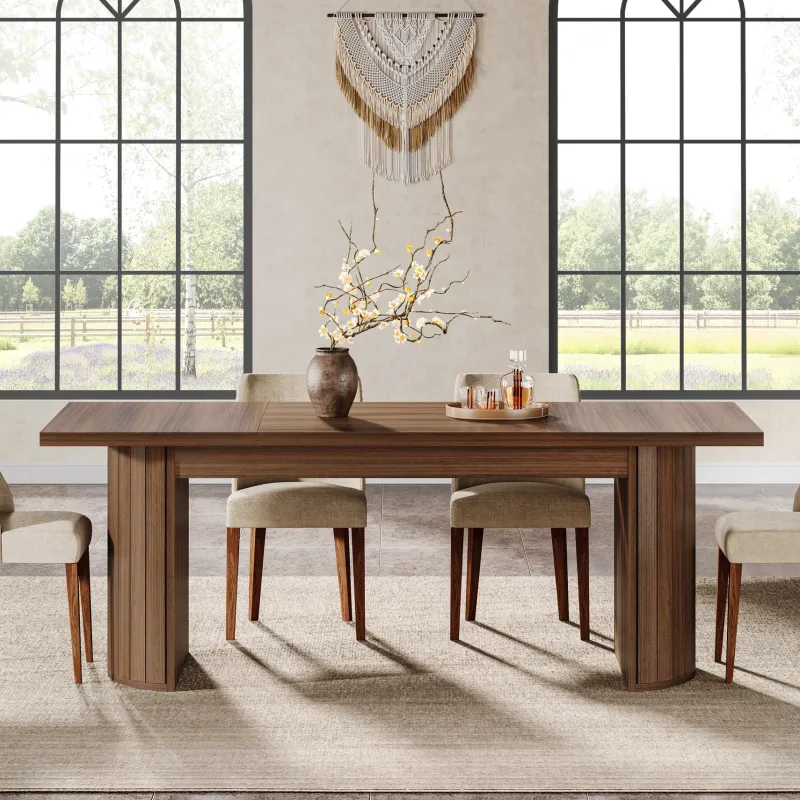 Tribesigns Dining Tables*78.7" Dining Table, Farmhouse Kitchen Table With Dual Base