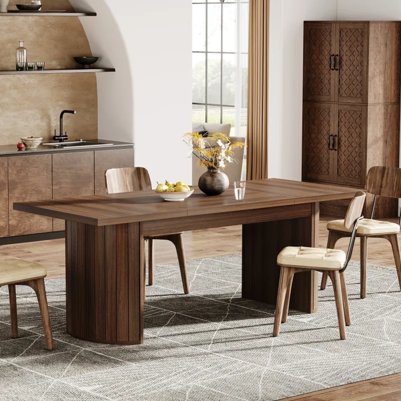 Tribesigns Dining Tables*78.7" Dining Table, Farmhouse Kitchen Table With Dual Base