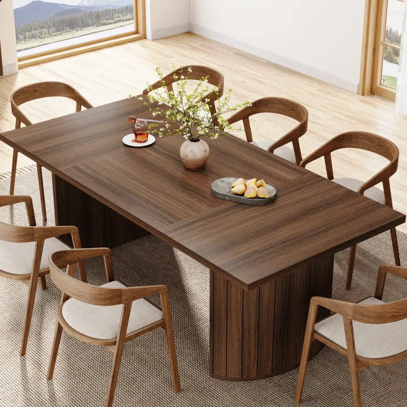 Tribesigns Dining Tables*78.7" Dining Table, Farmhouse Kitchen Table With Dual Base