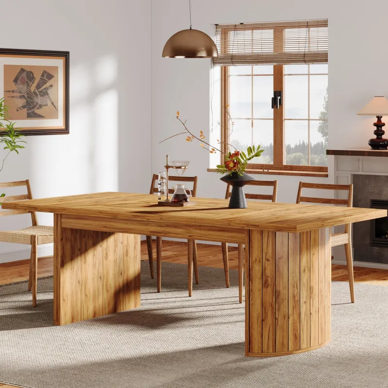 Tribesigns Dining Tables*78.7" Dining Table, Farmhouse Kitchen Table With Dual Base