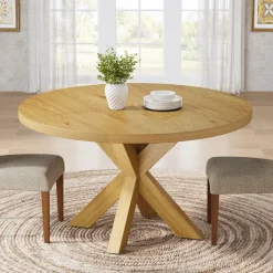 Tribesigns Dining Tables*47" Dining Table, Farmhouse Kitchen Table With Crossed Legs For 4 - 6