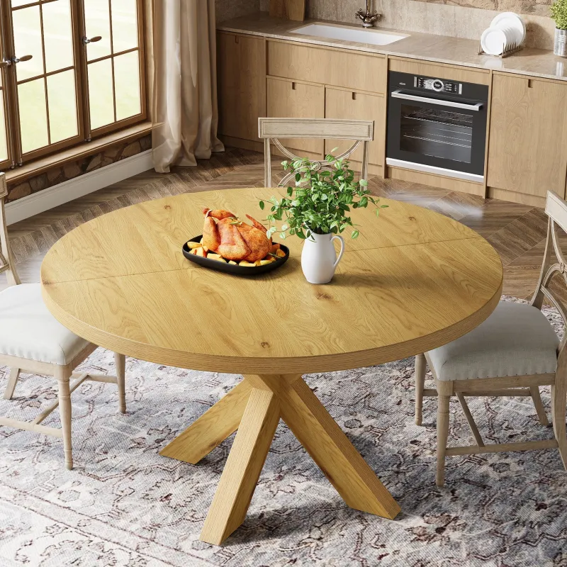 Tribesigns Dining Tables*47" Dining Table, Farmhouse Kitchen Table With Crossed Legs For 4 - 6