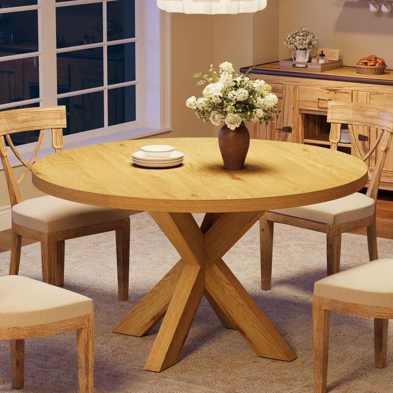 Tribesigns Dining Tables*47" Dining Table, Farmhouse Kitchen Table With Crossed Legs For 4 - 6