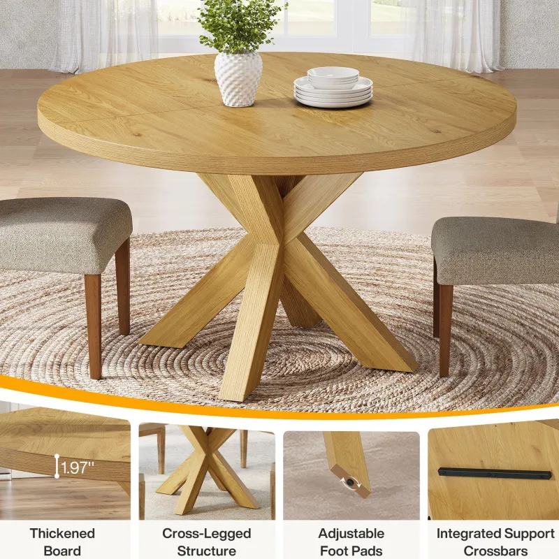 Tribesigns Dining Tables*47" Dining Table, Farmhouse Kitchen Table With Crossed Legs For 4 - 6