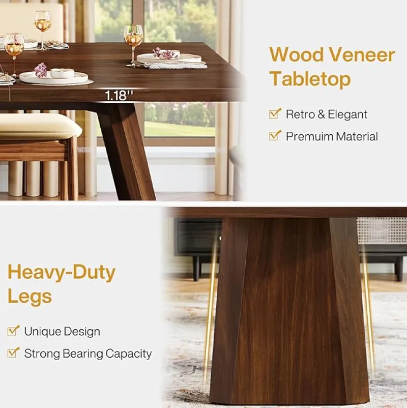 Tribesigns Dining Tables*70" Dining Table, Farmhouse Kitchen Table Dinner Table for 6 to 8