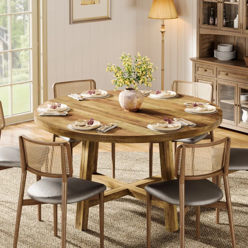 Tribesigns Dining Tables*47" Dining Table, Farmhouse Kitchen Table Dinner Table for 4 - 6 People