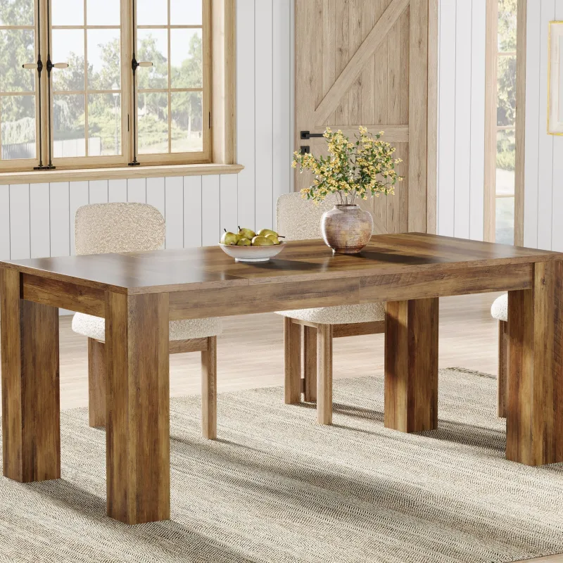 Tribesigns Dining Tables*63" Dining Table, Farmhouse Kitchen Dinner Table for 4 - 6 People