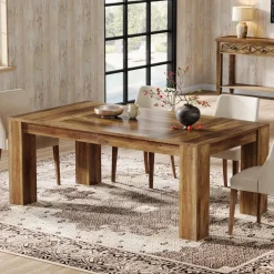Tribesigns Dining Tables*63" Dining Table, Farmhouse Kitchen Dinner Table for 4 - 6 People