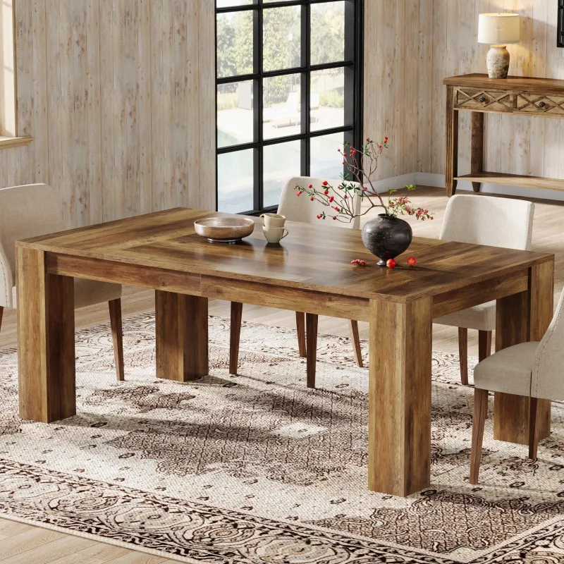 Tribesigns Dining Tables*63" Dining Table, Farmhouse Kitchen Dinner Table for 4 - 6 People