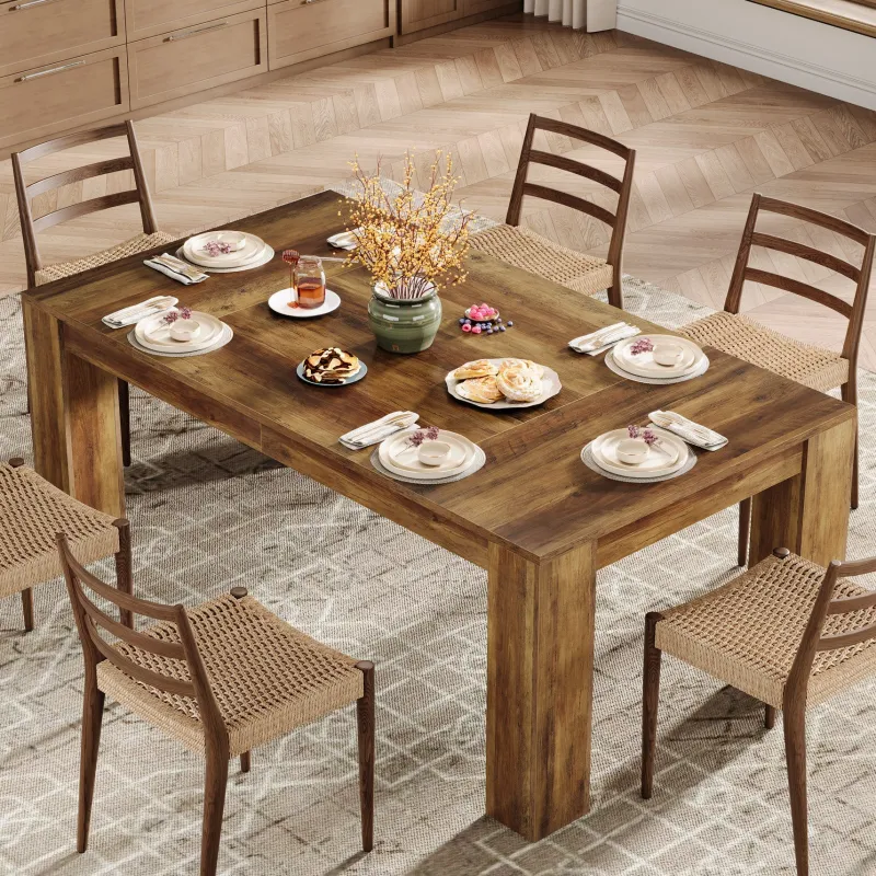 Tribesigns Dining Tables*63" Dining Table, Farmhouse Kitchen Dinner Table for 4 - 6 People