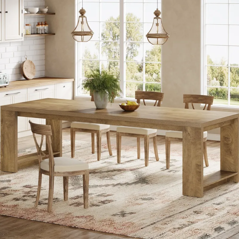 Tribesigns Dining Tables*86" Dining Table, Farmhouse Kitchen Dinner Table For 8 - 10 People