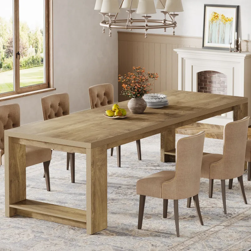 Tribesigns Dining Tables*86" Dining Table, Farmhouse Kitchen Dinner Table For 8 - 10 People