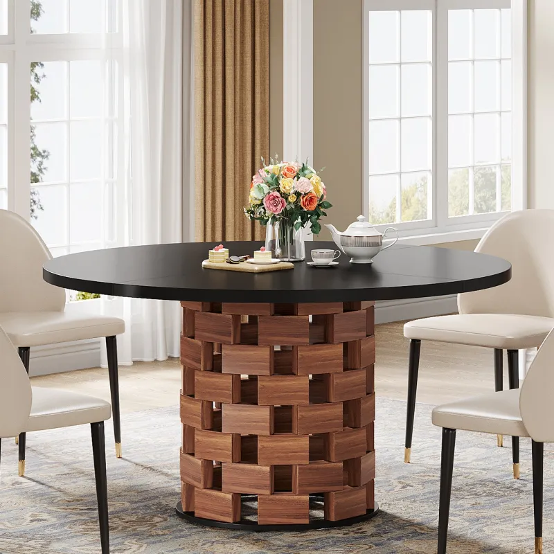 Tribesigns Dining Tables*47" Dining Table, Farmhouse Round Kitchen Table for 4 - 6 People