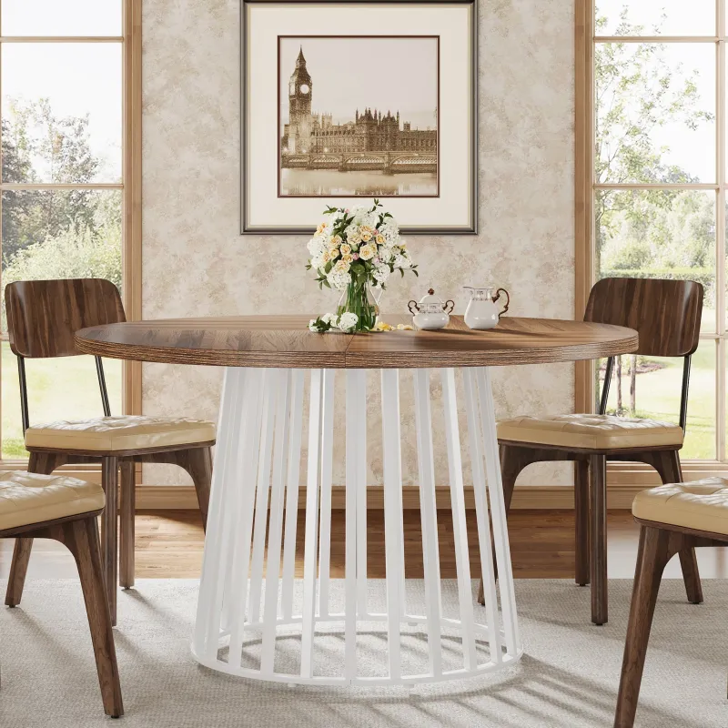 Tribesigns Dining Tables*47" Dining Table, Farmhouse Round Kitchen Table for 4 - 6