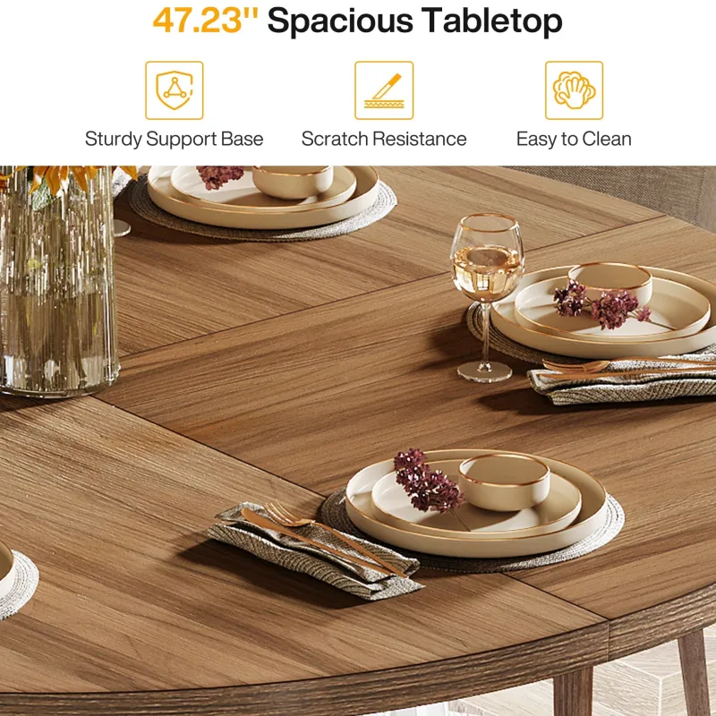 Tribesigns Dining Tables*47" Dining Table, Farmhouse Round Kitchen Table for 4 - 6