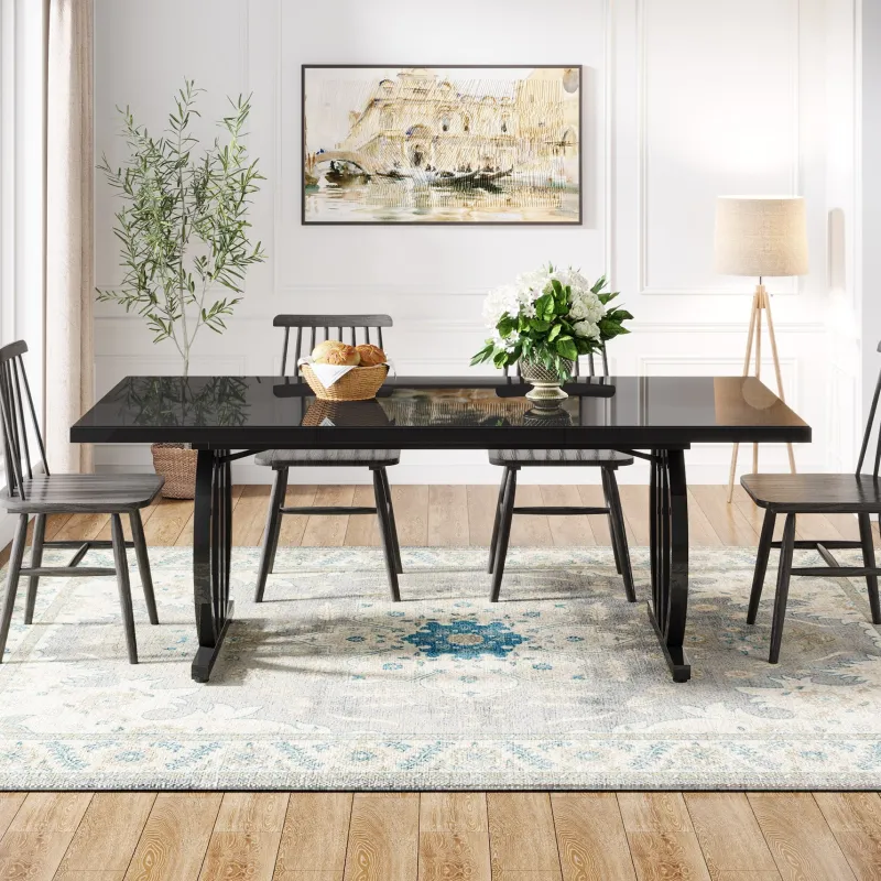 Tribesigns Dining Tables*63" Dining Table for 4 - 6 People, Modern Kitchen Dinner Table with Metal Frame