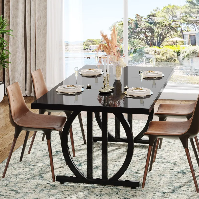 Tribesigns Dining Tables*63" Dining Table for 4 - 6 People, Modern Kitchen Dinner Table with Metal Frame