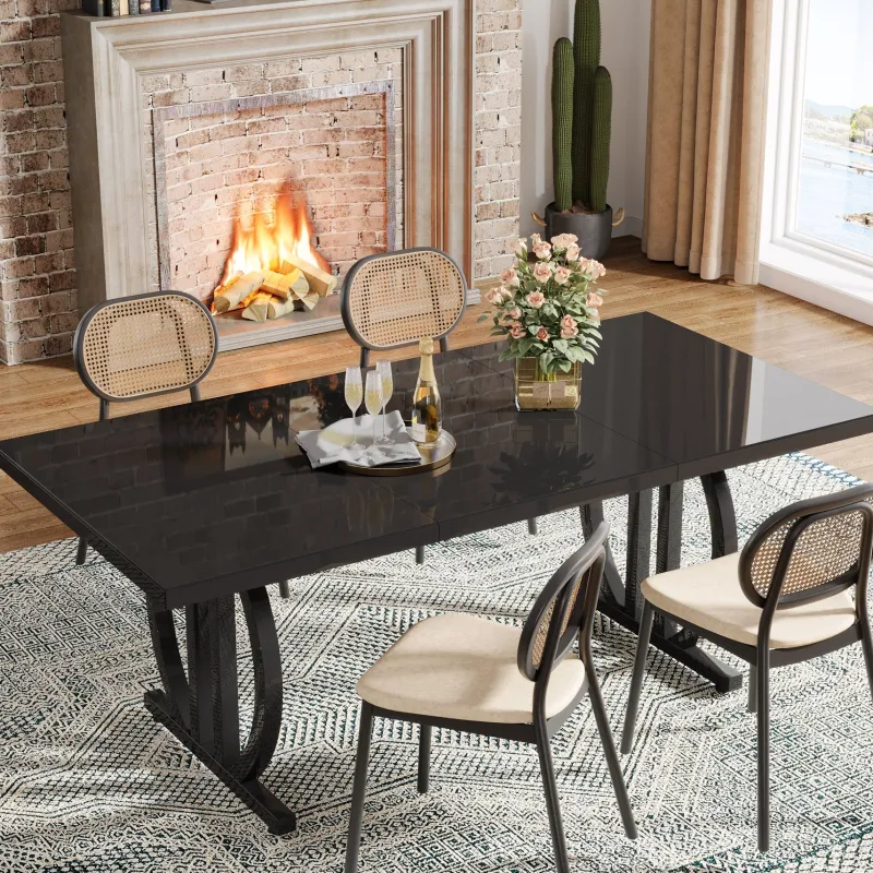 Tribesigns Dining Tables*63" Dining Table for 4 - 6 People, Modern Kitchen Dinner Table with Metal Frame