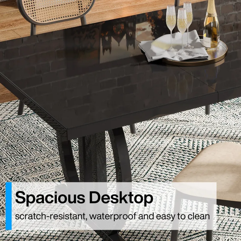 Tribesigns Dining Tables*63" Dining Table for 4 - 6 People, Modern Kitchen Dinner Table with Metal Frame