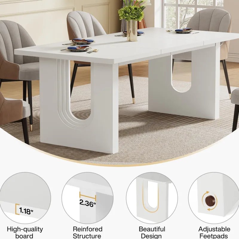 Tribesigns Dining Tables*71" Dining Table for 6 to 8 People, Modern Wood Kitchen Dinner Table