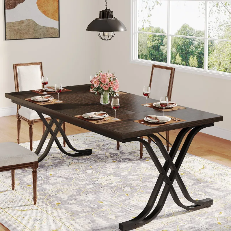Tribesigns Dining Tables*63" Dining Table, Large Wood Kitchen Table for 4 - 6 People