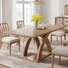 Tribesigns Dining Tables*63" Dining Table, Modern Kitchen Table with Pedestal Base for 4 - 6 People
