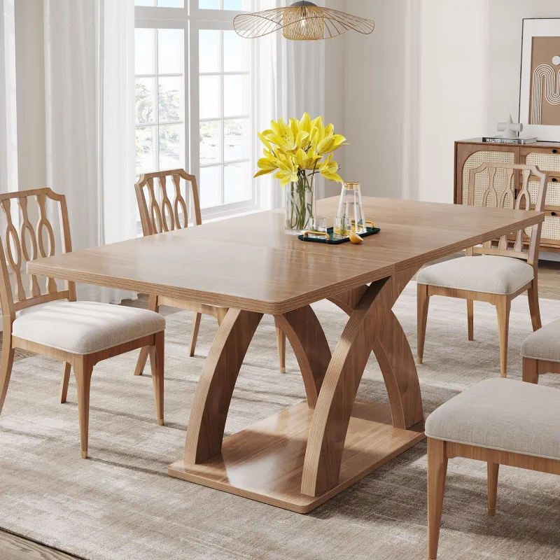 Tribesigns Dining Tables*63" Dining Table, Modern Kitchen Table with Pedestal Base for 4 - 6 People