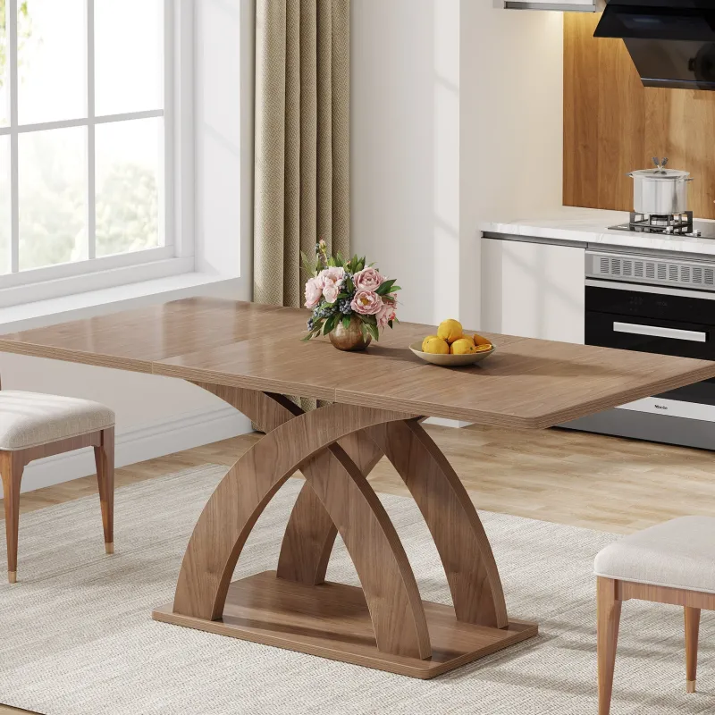 Tribesigns Dining Tables*63" Dining Table, Modern Kitchen Table with Pedestal Base for 4 - 6 People