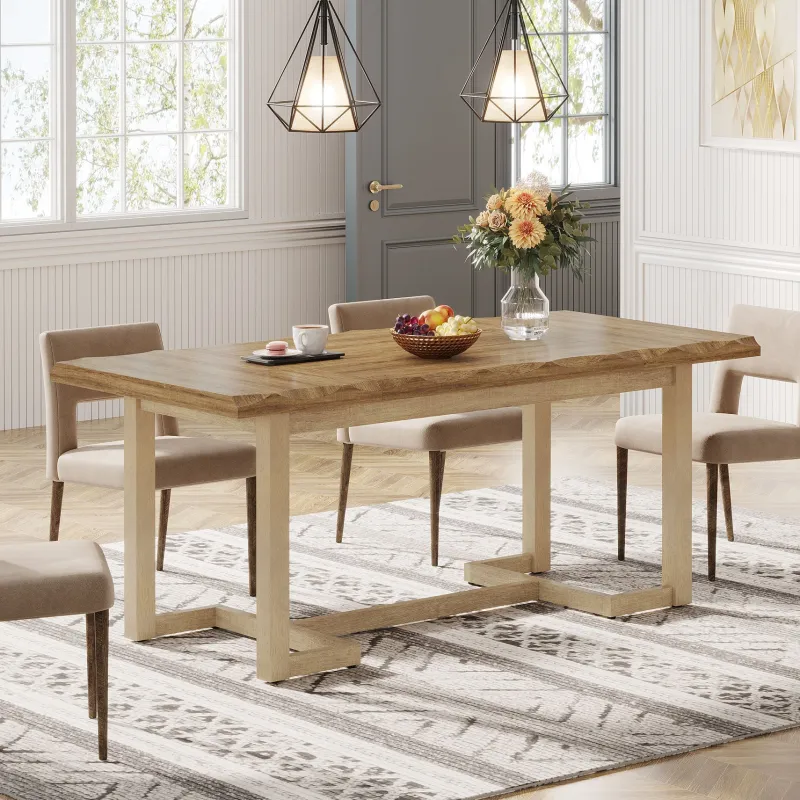 Tribesigns Dining Tables*63" Dining Table, Rectangular Wood Kitchen Table for 4-6