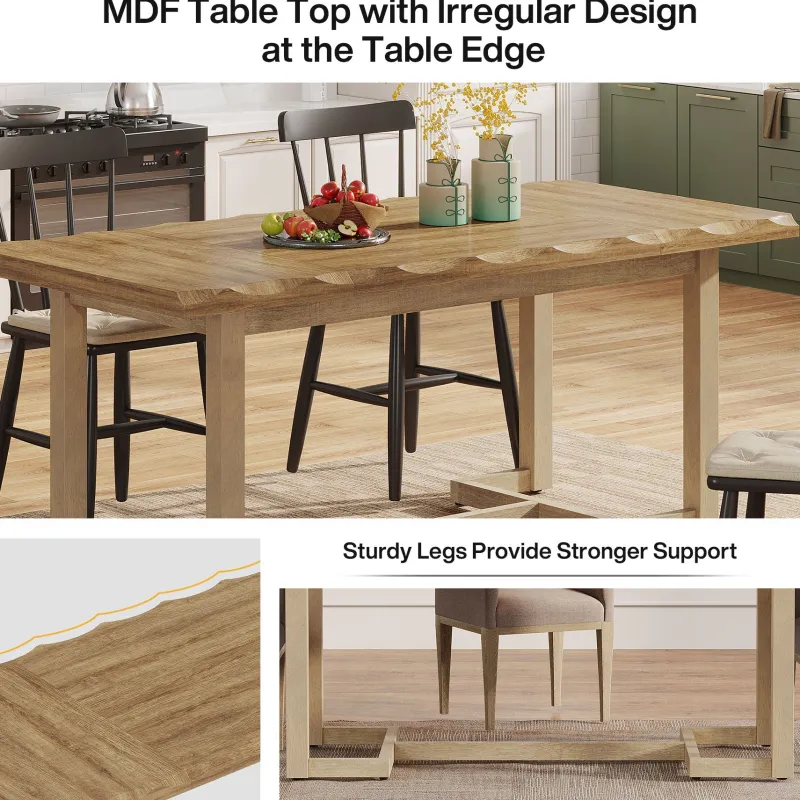 Tribesigns Dining Tables*63" Dining Table, Rectangular Wood Kitchen Table for 4-6