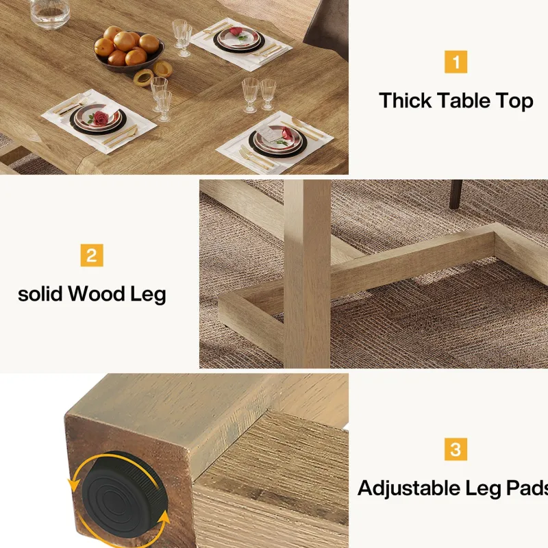 Tribesigns Dining Tables*63" Dining Table, Rectangular Wood Kitchen Table for 4-6