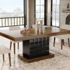 Tribesigns Dining Tables*63" Dining Table, Rectangular Kitchen Table with Geometric Relief for 4 - 6