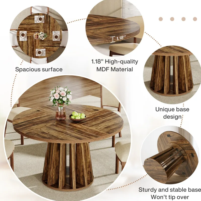 Tribesigns Dining Tables*47" Dining Table, Round Kitchen Table For 4 - 6 People