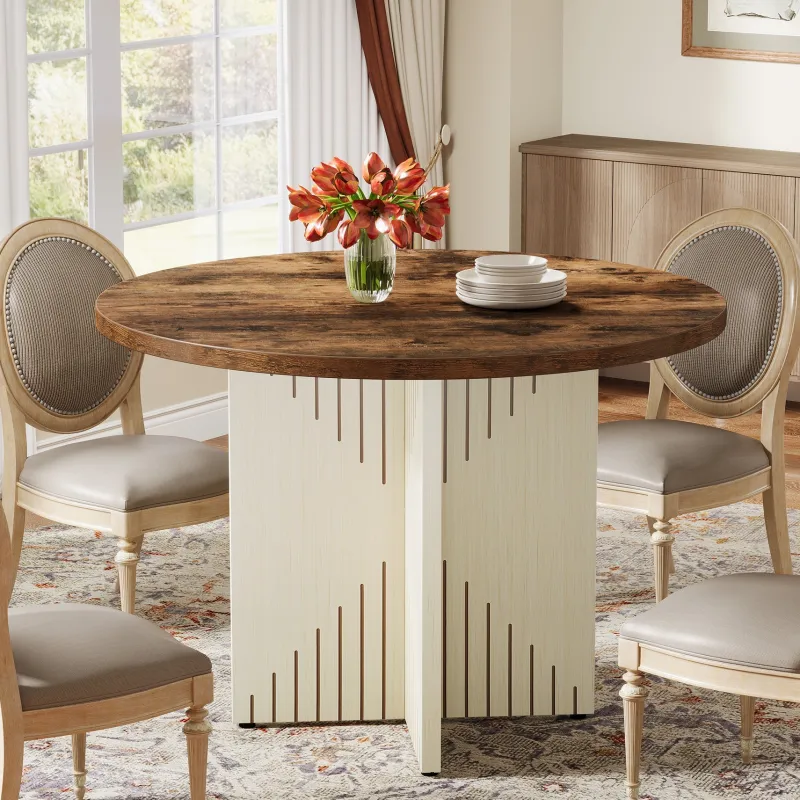 Tribesigns Dining Tables*39" Dining Table, Round Kitchen Table Dinner Table with Pedestal Base