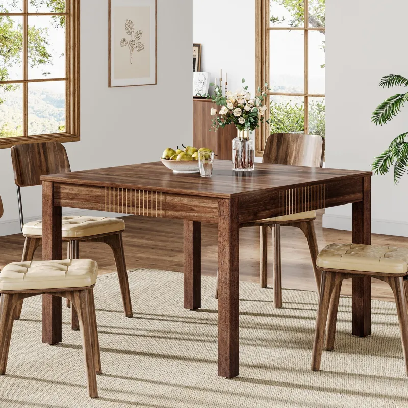 Tribesigns Dining Tables*39" Dining Table, Square Kitchen Table Writing Table with 4 drawers