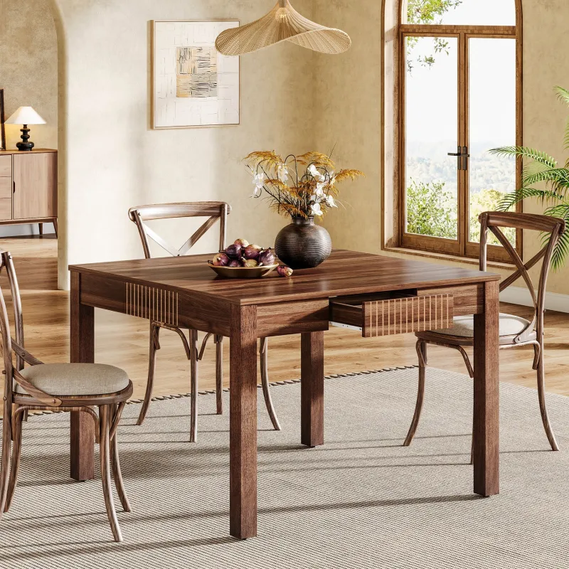 Tribesigns Dining Tables*39" Dining Table, Square Kitchen Table Writing Table with 4 drawers