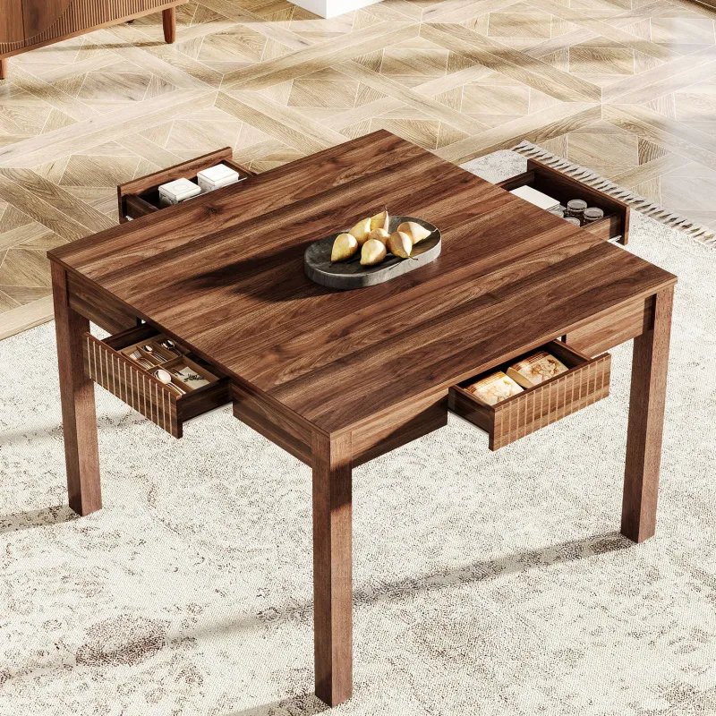 Tribesigns Dining Tables*39" Dining Table, Square Kitchen Table Writing Table with 4 drawers