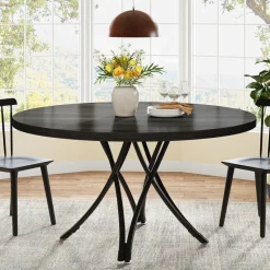Tribesigns Dining Tables*47" Dining Table, Wood Circle Kitchen Table for 4