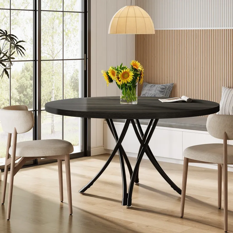 Tribesigns Dining Tables*47" Dining Table, Wood Circle Kitchen Table for 4