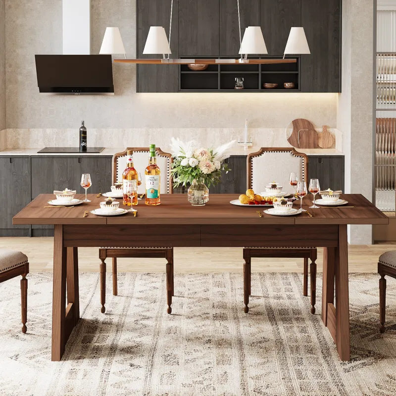 Tribesigns Dining Tables*63" Dining Table, Wood Farmhouse Kitchen Table for 4-6