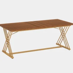 Tribesigns Dining Tables*63" Dining Table Wood Kitchen Dinner Table with Metal Frame